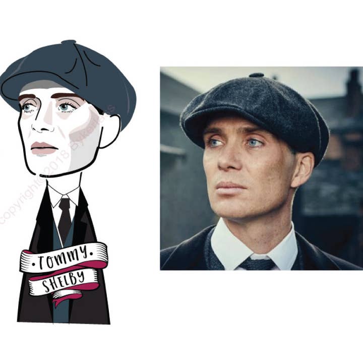 Wotmalike - Vendita all'ingrosso Portachiavi - Unisex - Portachiavi in legno con personaggio di Tommy Shelby con cappello