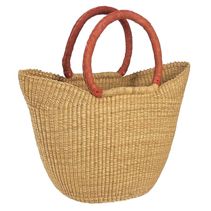 African Bolga Baskets : Natural Medium Tote (G-134N) for wholesale by African Market Baskets