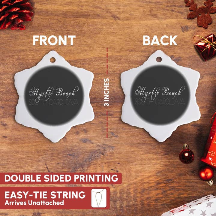 3dRose - Wholesale Ornament - 3dRose, American Beaches - Myrtle Beach, South Carolina on black, Ornament2