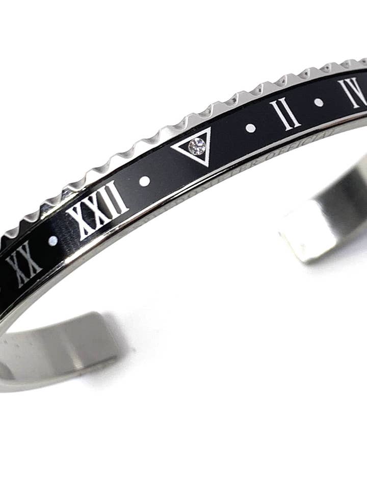 PULSEIRA DE AÇO ROMA COR PRETA/AZUL COM DIAMANTE por atacado de Speedometer Official