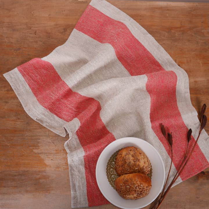 NorraVilla – Toalha de chá por atacado – Pano de Cozinha de Linho Toscana com Listras Pretas10