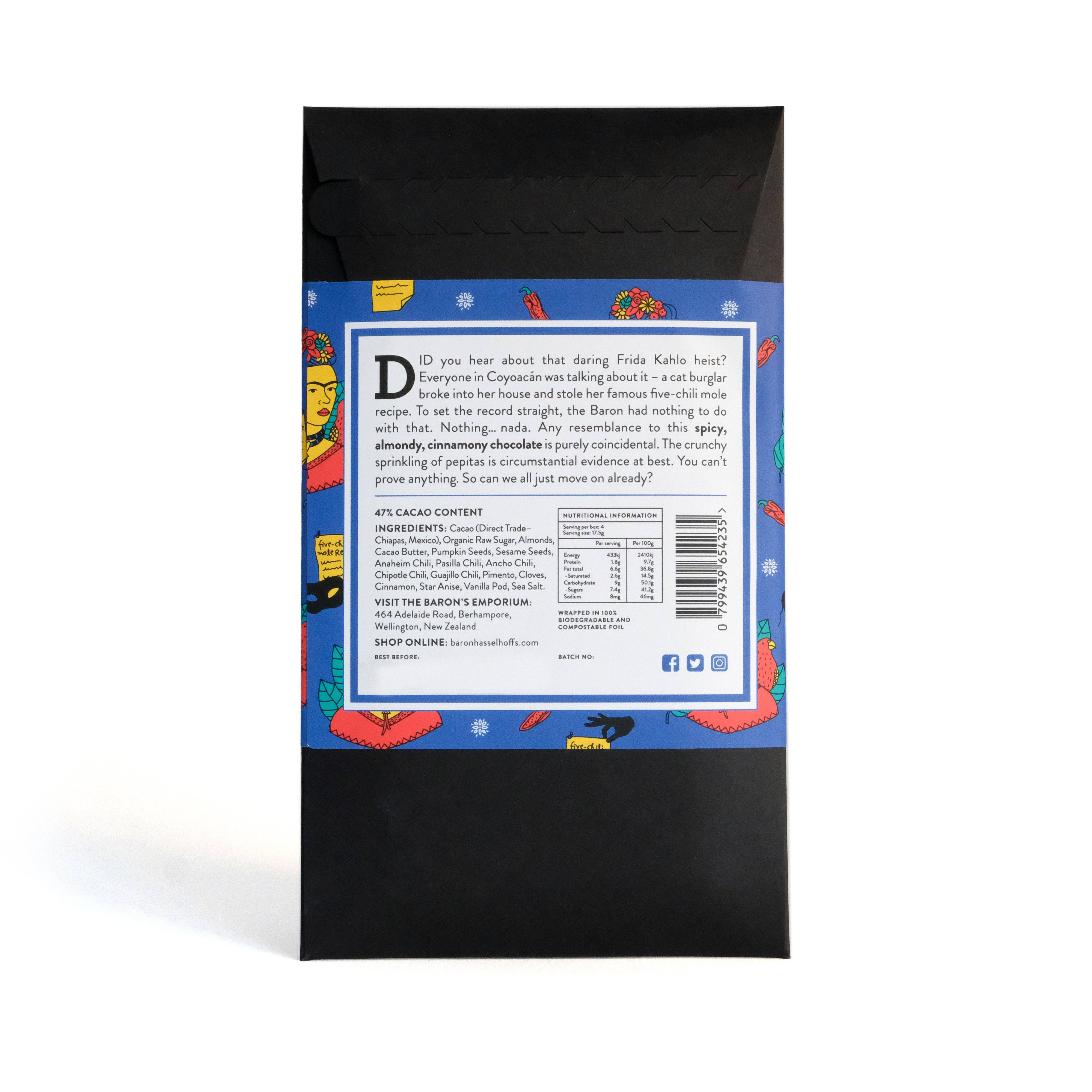 Baron Hasselhoff's – wholesale Chocolate bar – Viva Frida - Spiced Almond Molé Bar3