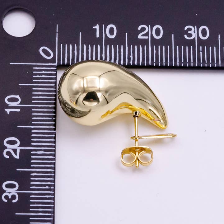 Aim Eternal - Wholesale Stud/Post Earrings - 14K Gold Filled 25mm Chunky Modern Teardrop Stud Kylie Earri7