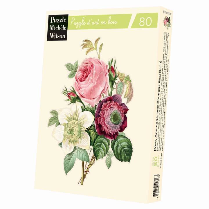 Holzkunstpuzzle 80 Stk - Rose, Anemone und Clematis für den Großhandel von Wilson Jeux