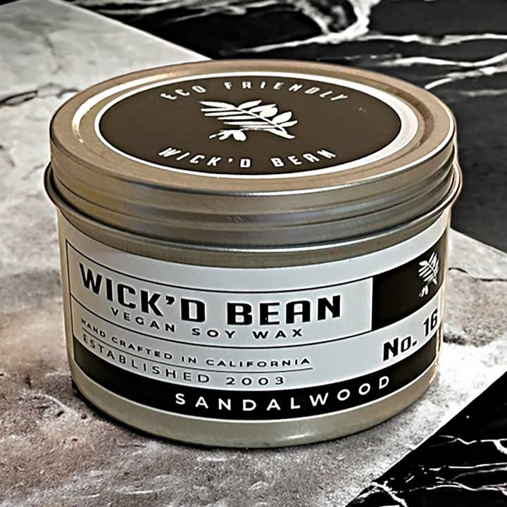 Tin Candle - Sandalwood for wholesale by Wick’d Bean