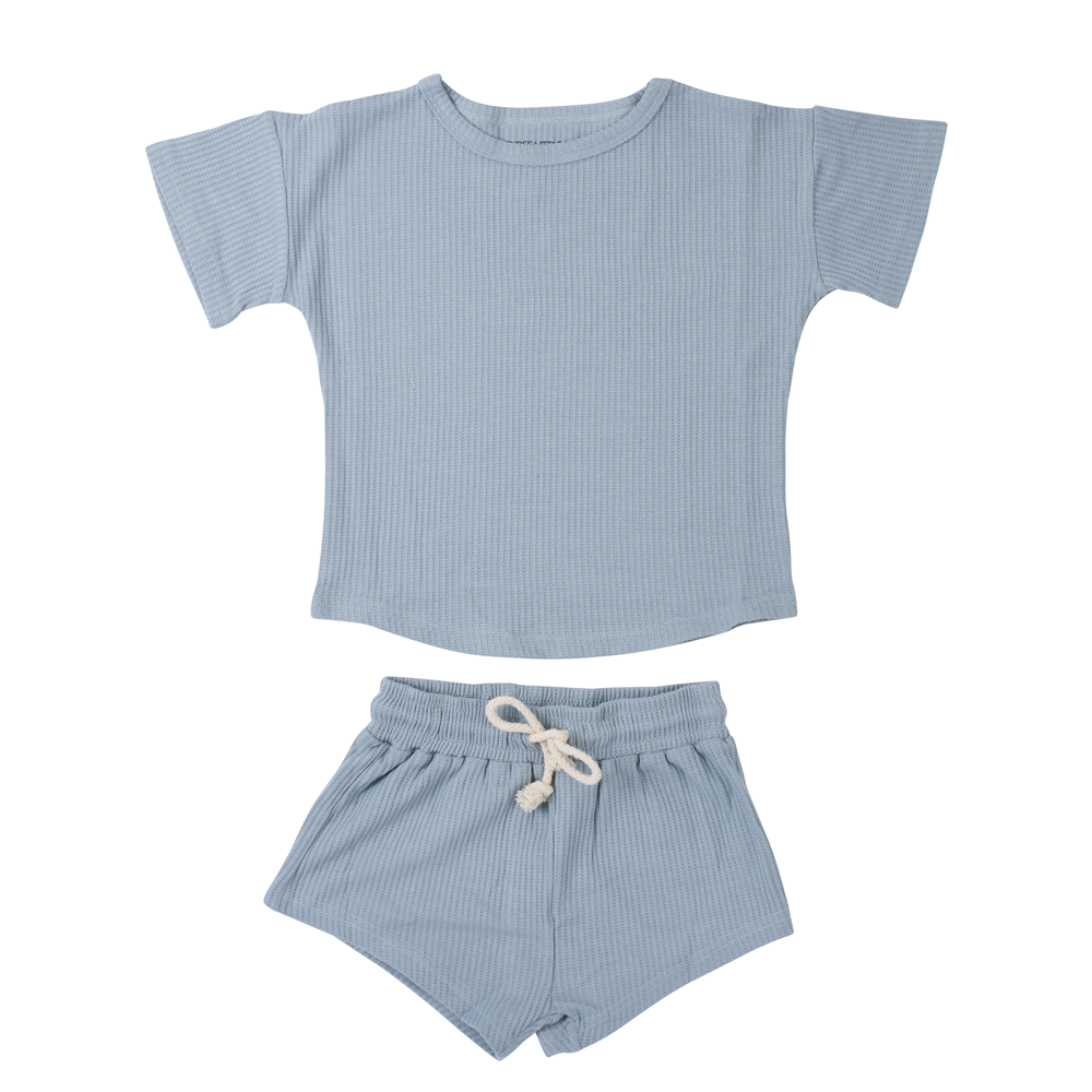 Three Little Tots – wholesale Top & short set – Kids – Santorini Summer Waffle Toddler Top & Bottom Set1