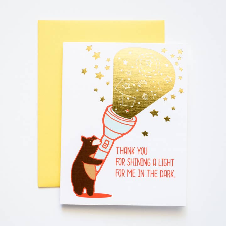 Thank You For Shining a Light Gold Foil Greeting Card for wholesale by ILOOTPAPERIE