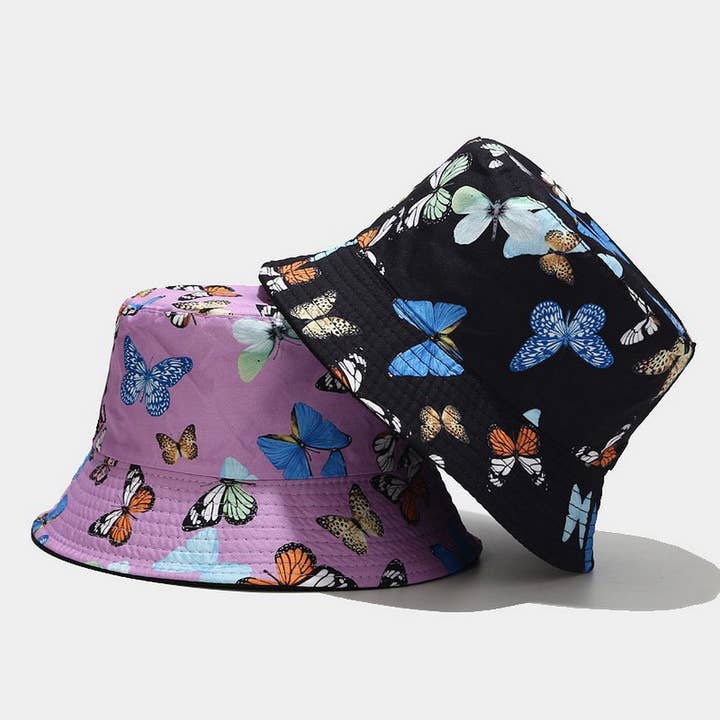 ACCITY - Wholesale Bucket Hat - Women's - COLORFUL BUTTERFLY PATTERN BUCKET HAT_CWAH16494