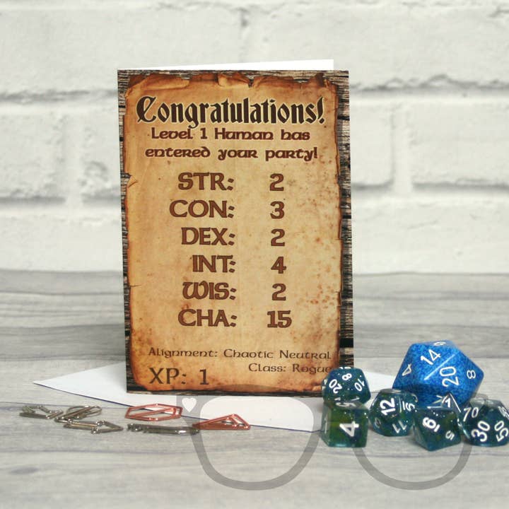 Level 1 Human New Baby Card for wholesale by Mini Geek Boutique