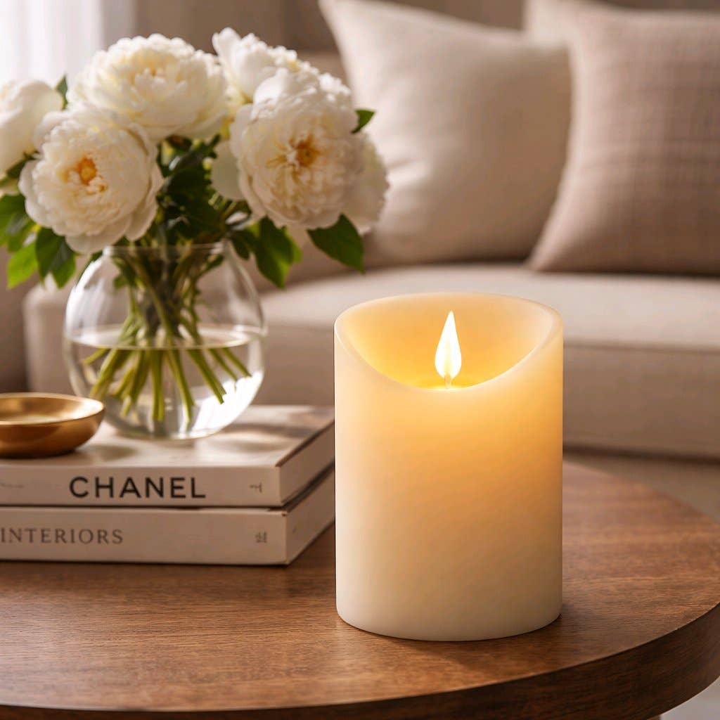 Wholesale Home Decor - Wholesale Flameless Candle - Cream Non Drip Moving Flame LED Candle 3in by 4in