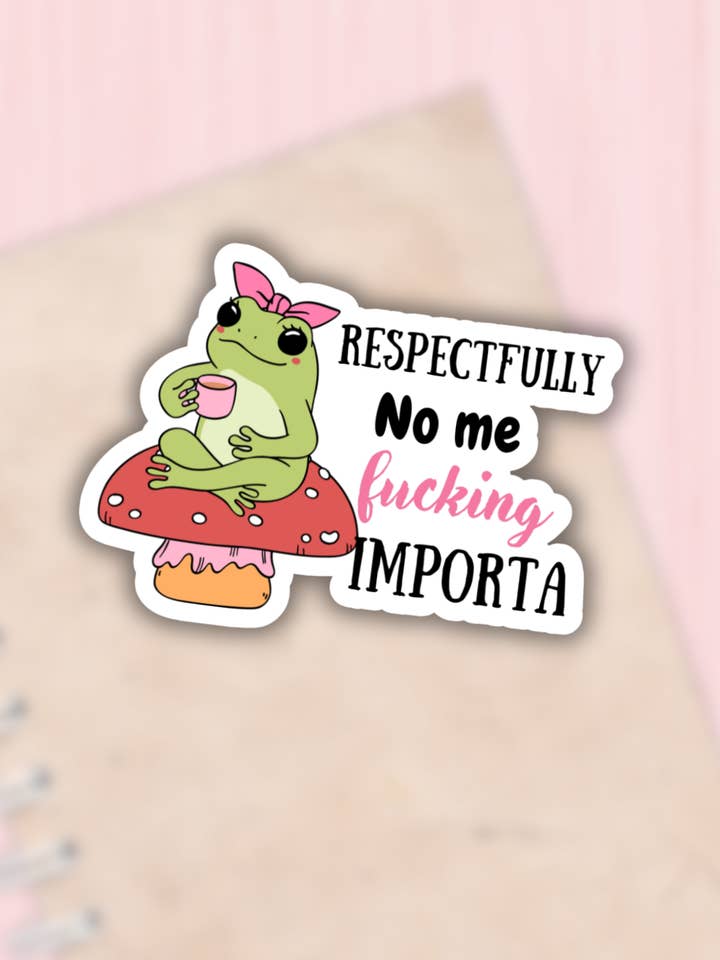 Respectfully no me importa sticker,frog sticker,funny decal for wholesale by Lalatina Shop