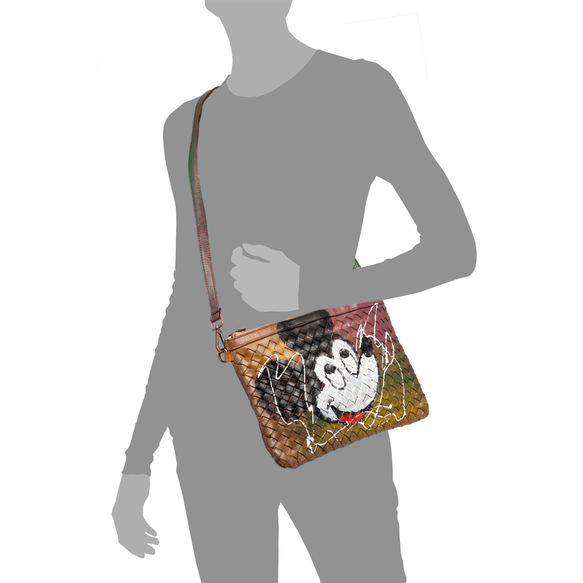 Flerfärgad Antignano axelväska. Äkta Sauvage-flätat läder för wholesale på Faire3