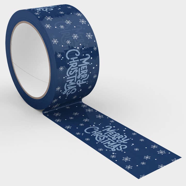Shippy Tape - Wholesale Tape - Merry Christmas Snow Shipping Tape - Navy