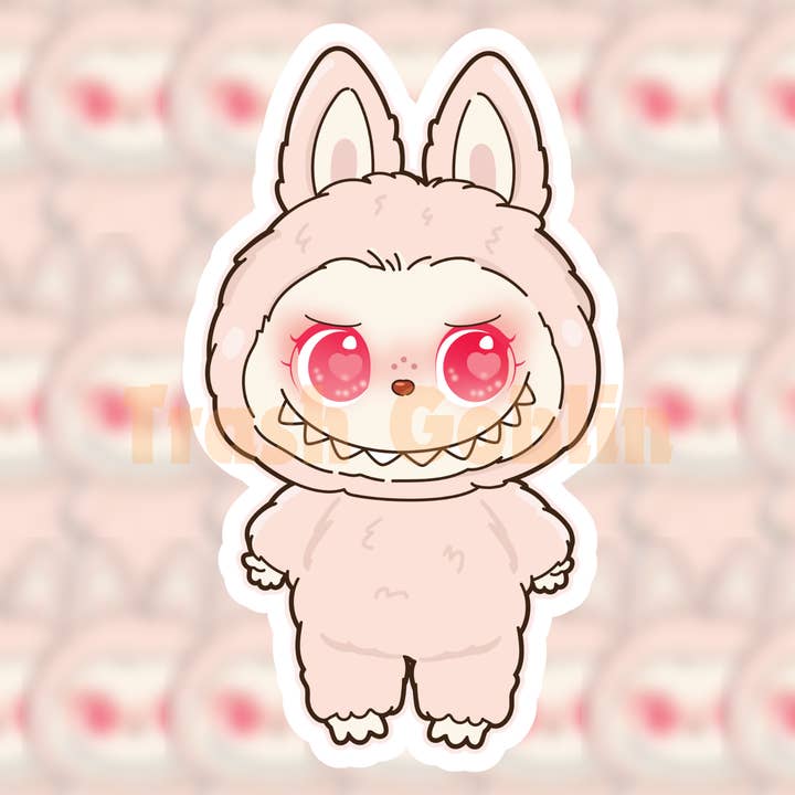 Trash Goblin - Wholesale Sticker - Baby Pink Labubu Vinyl Sticker