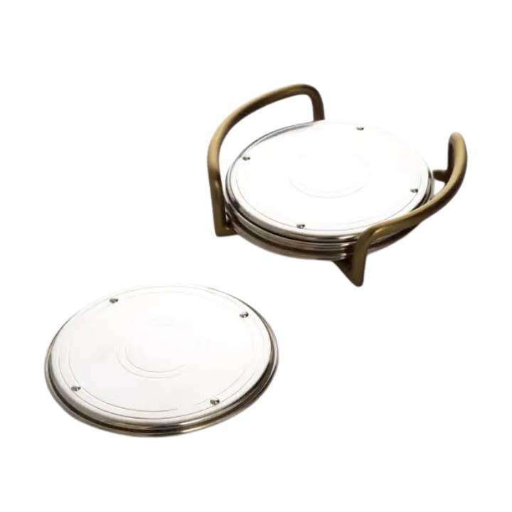 CLINQ - Wholesale Coasters - Steel & Antique Brass Coaster (Set of 4)0