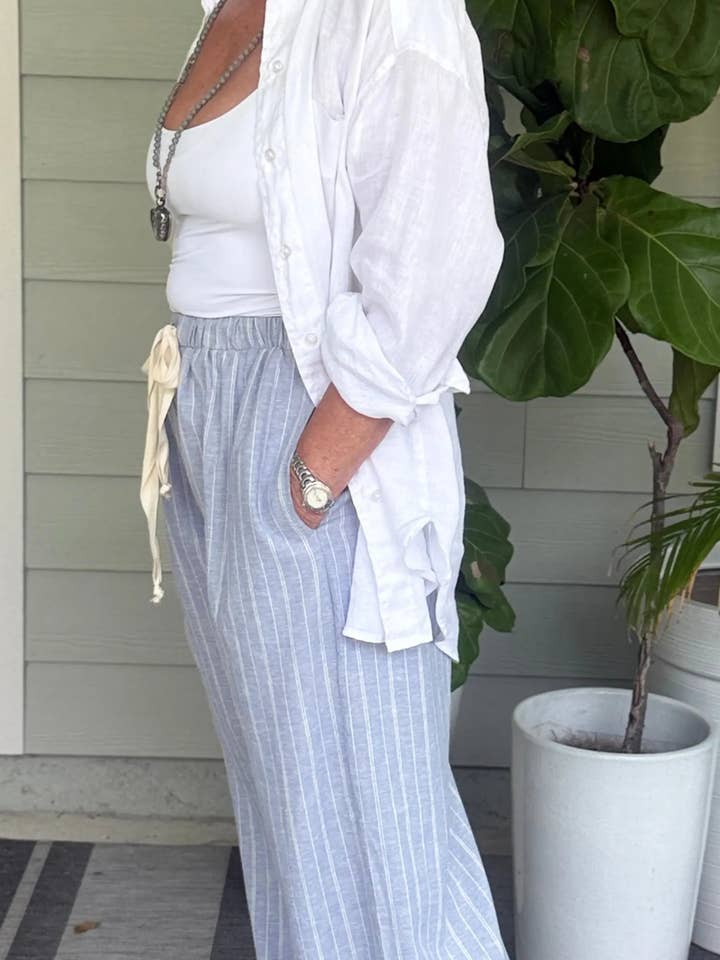 Drawstring Hemp Organic Cotton Wide Leg Pant for wholesale by Ancient Language 97