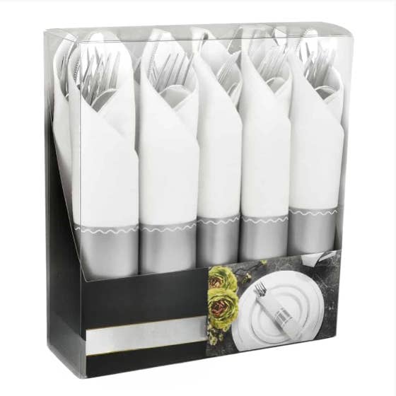 EcoQuality - Wholesale Disposable Tableware Pack - Pre-Rolled Napkin & Cutlery Set – Elegant Disposable Tableware
