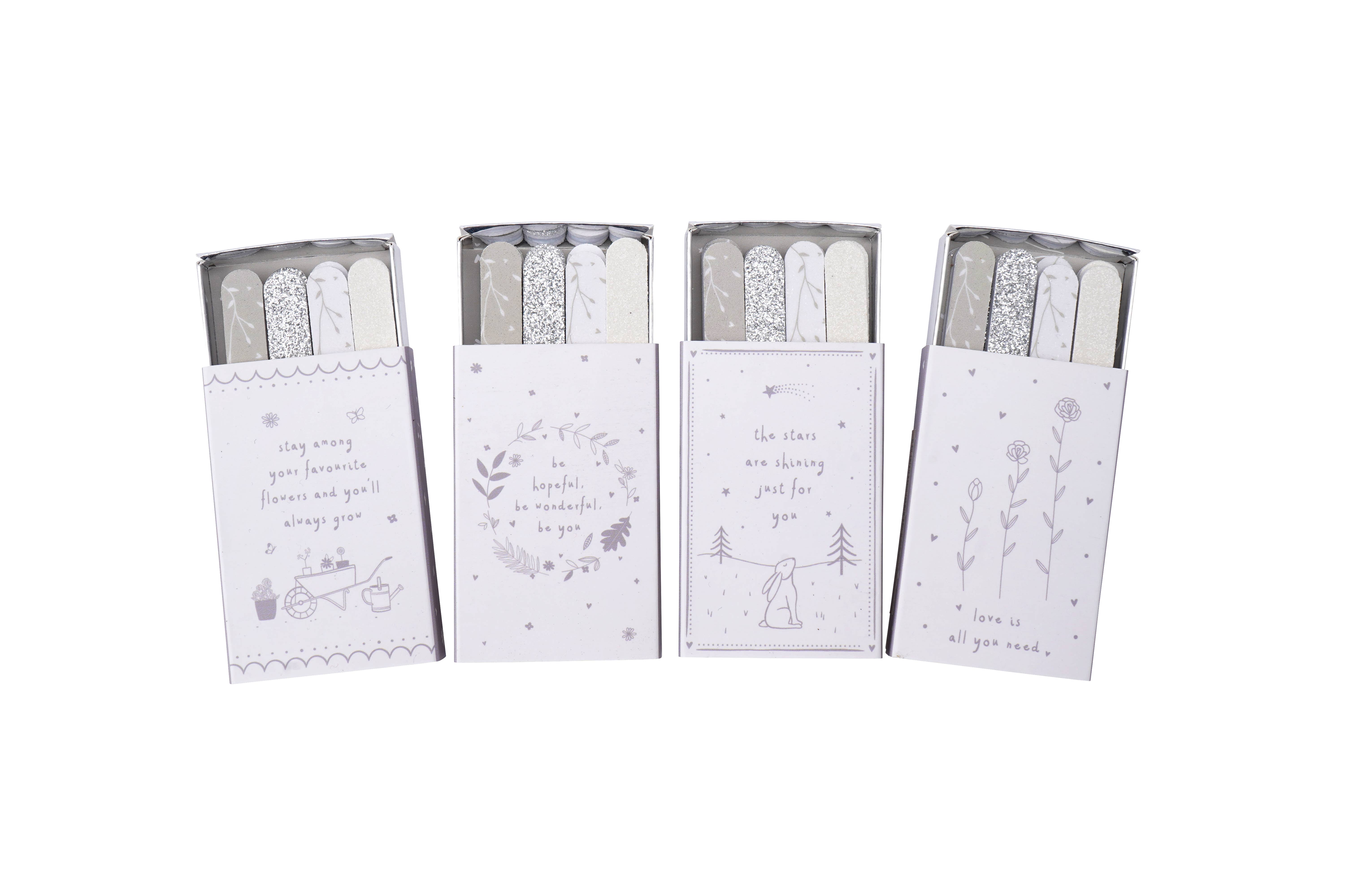 CGB Giftware - Vendita all'ingrosso Lime per unghie - Set di 4 lime per unghie assortite in confezione a scatola di fiammiferi Send With Love3