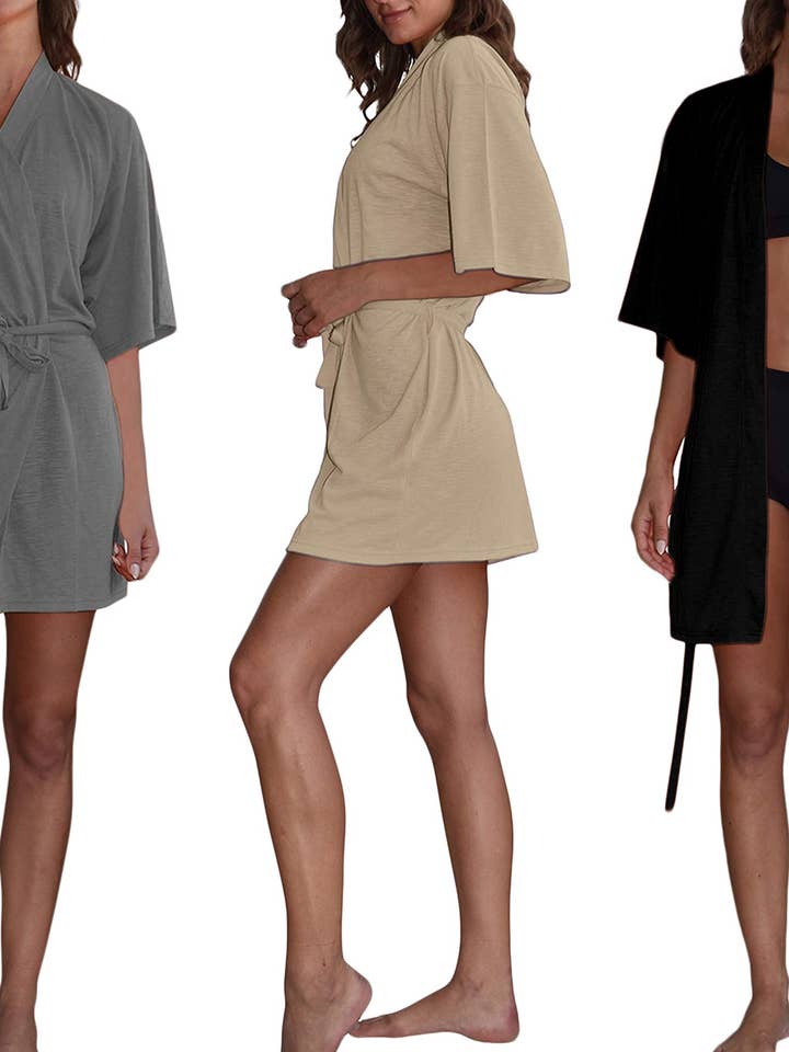 3 Pack Women's Lightweight Kimono Coverup Robe for wholesale by I-Wear Brands