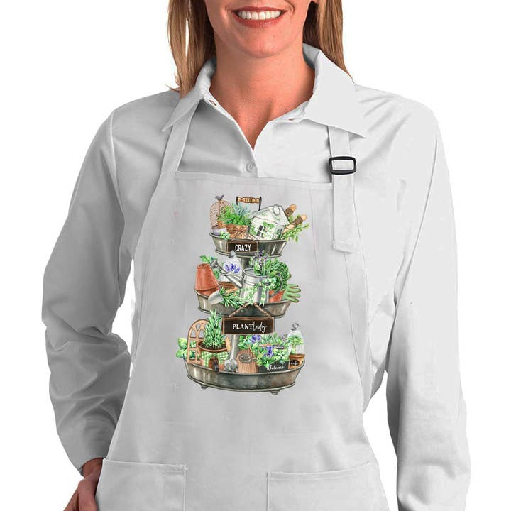 Crazy Plant Lady 3 Tier Bricka Örter Bomull Förkläde för wholesale av Avery Lane Gifts