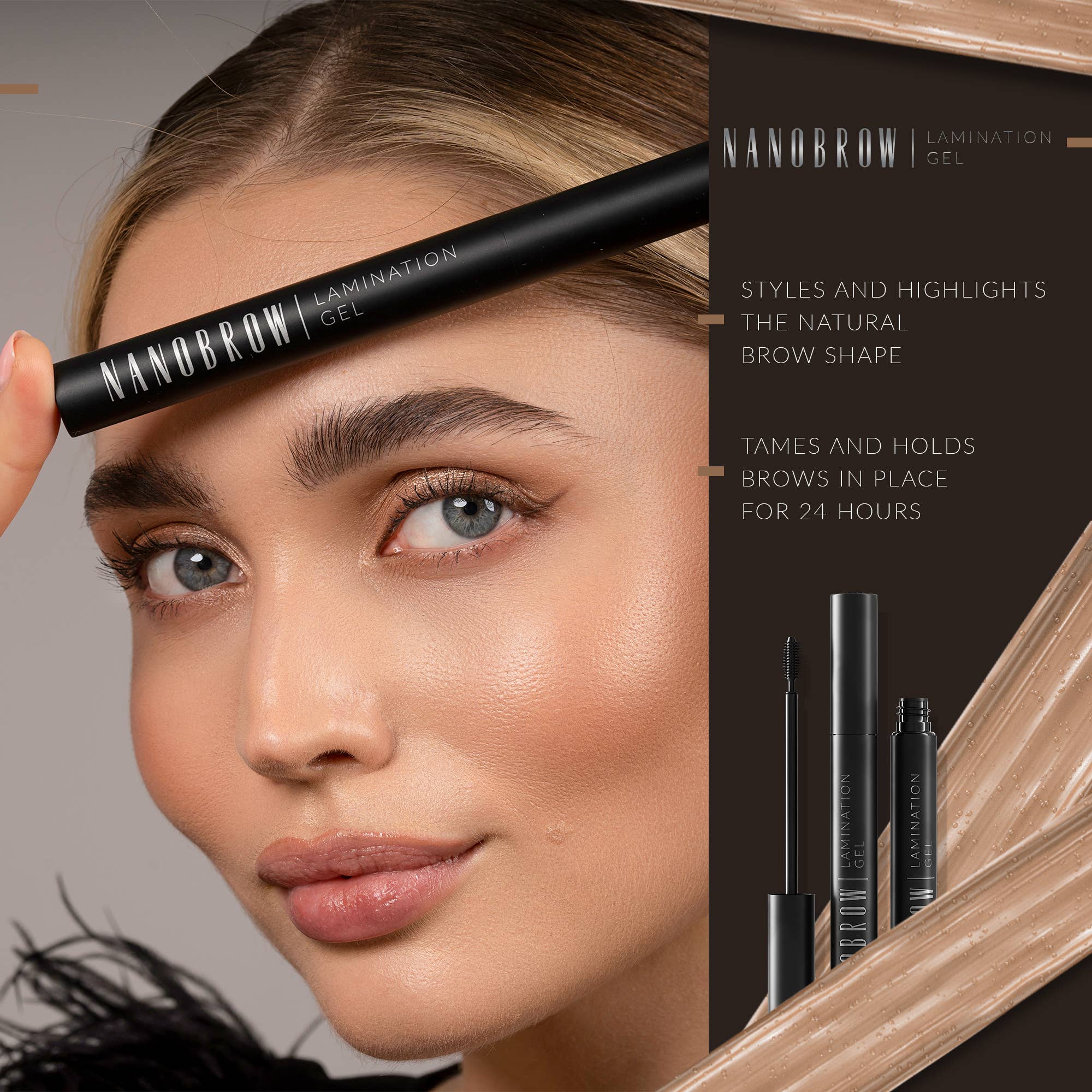 Everett Cosmetics - Wholesale Eyebrow Pencil/Filler - Nanobrow Lamination Gel Beige  – brow gel, brow styling3