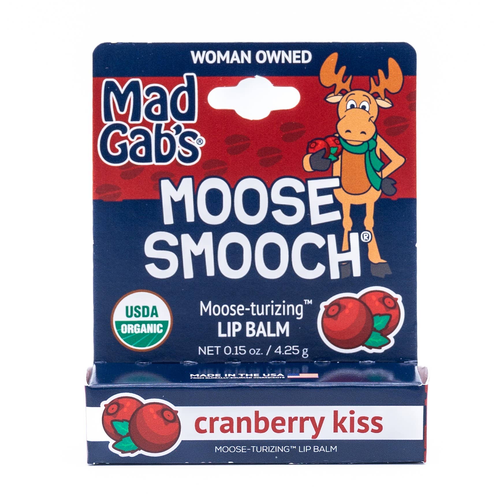Mad Gab's - Wholesale Lip Balm - Organic Holiday Moose Smooch Hangable Single Peg4
