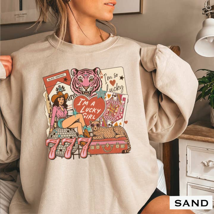 Lucky Girl Graphic Sweatshirt Women’s for wholesale by Shoppe SHC