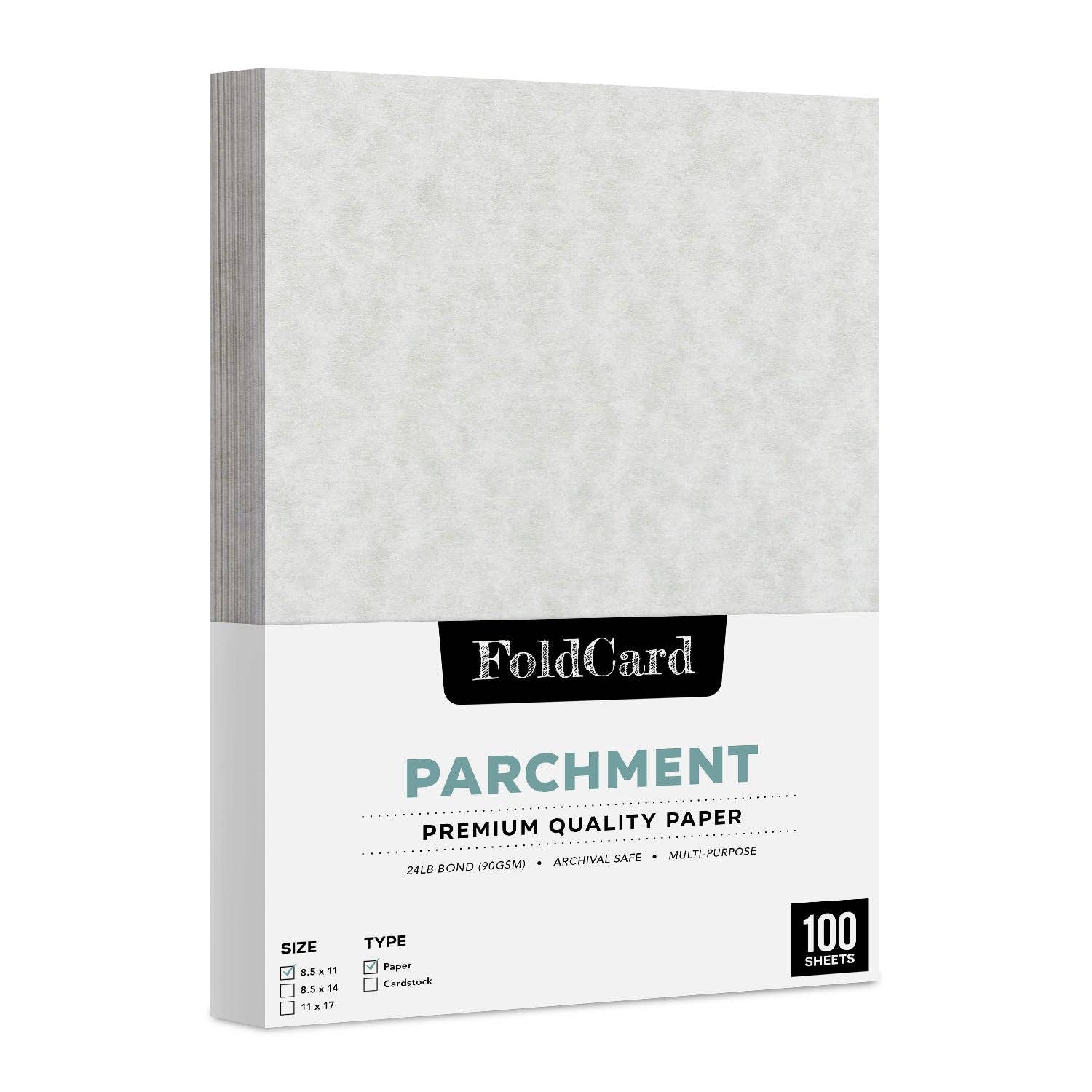 Fine Cardstock - Vendita all'ingrosso Attrezzature per lavoretti e fai da te - Carta pergamena 8,5 x 11, 24 libbre, 90 g/mq, 100 fogli9