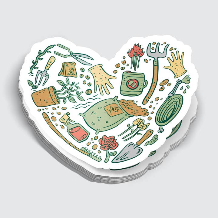 Gardening Tools Gardener Heart Sticker - 3" for wholesale by Mimic Gaming Co