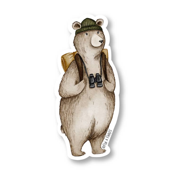 Fox & Fables – wholesale Sticker – Bear Hiker Explorer Premium Sticker Decal1