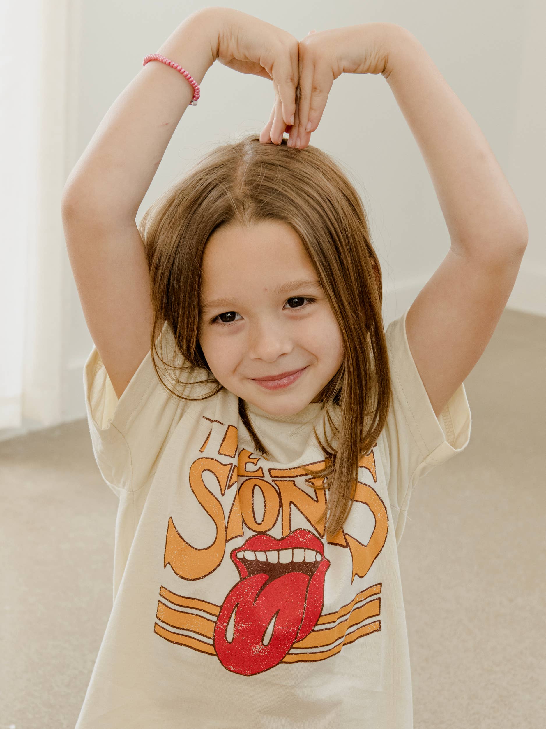 LivyLu - Wholesale Screen Printed T-Shirt - Kids - Children's Rolling Stones Stoned Cream Licensed Graphic Tee2