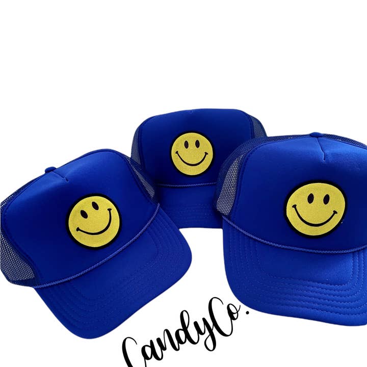Smiley Face Patch summer Trucker Hat cap unisex trendy for wholesale by The Candy Collections