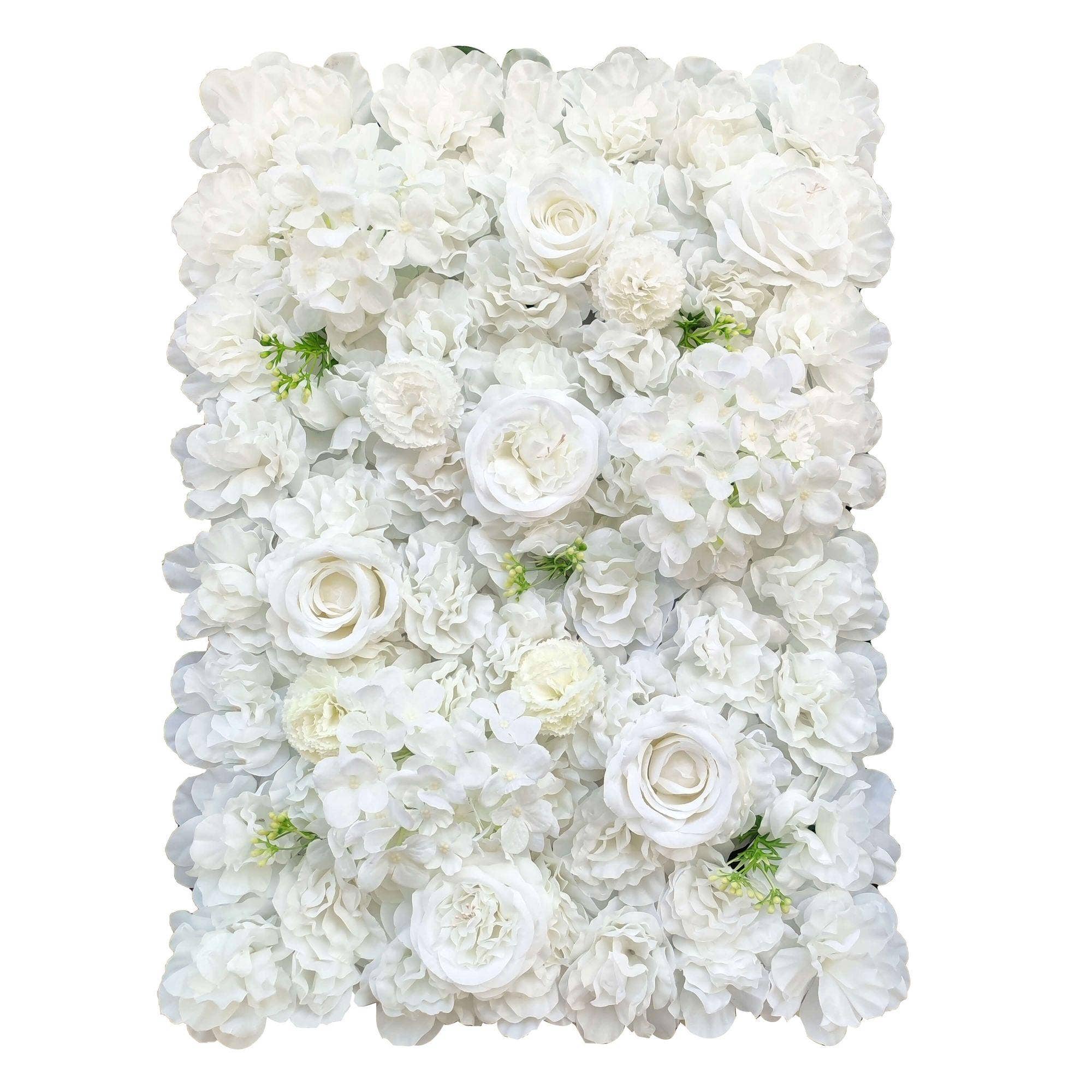 Designer Plants AU - Wholesale Artificial Flowers - Artificial Flower Wall Backdrop Panel 40cm x 60cm Mixed Whites0
