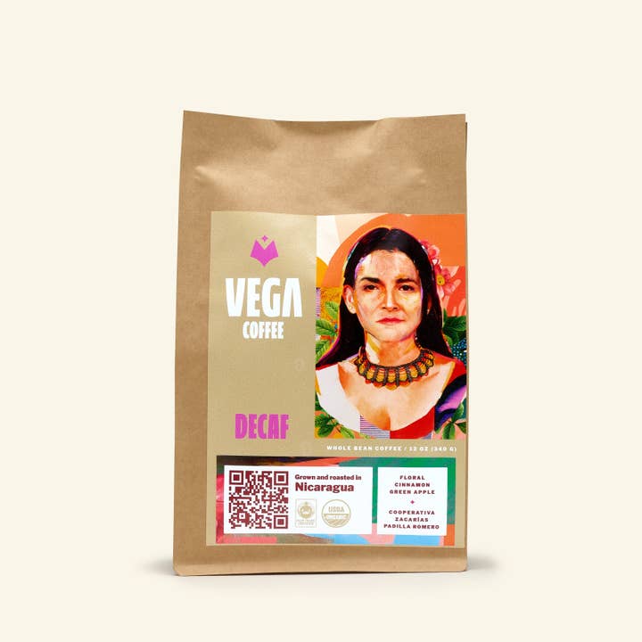 Décaféiné de canne à sucre, haricots entiers - sacs de 12 oz (paquet de 6) pour la vente par Vega Coffee