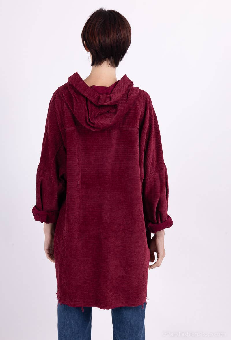 L'Emotion - Wholesale Hoodie - Women's - Velvet Pleated Velvet Worn Effect Wide Zip Hoodie21