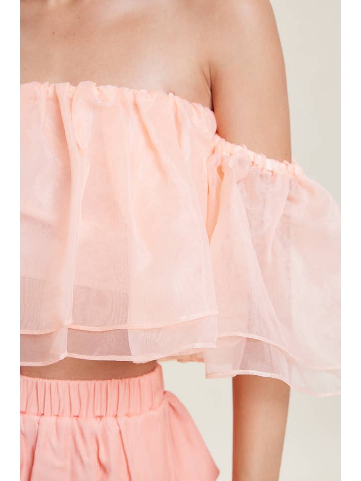 idem ditto - Vendita all'ingrosso Camicetta - Donna - TOP CORTO TRASPARENTE CON SPALLE SCOPERTE E VOLANT9