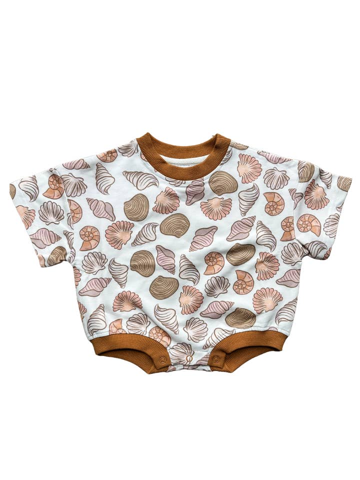 Addie Joy company – wholesale Bodysuit (non-footed) – Baby – Oversized T-shirt Bubble Romper- Shoreline Shell