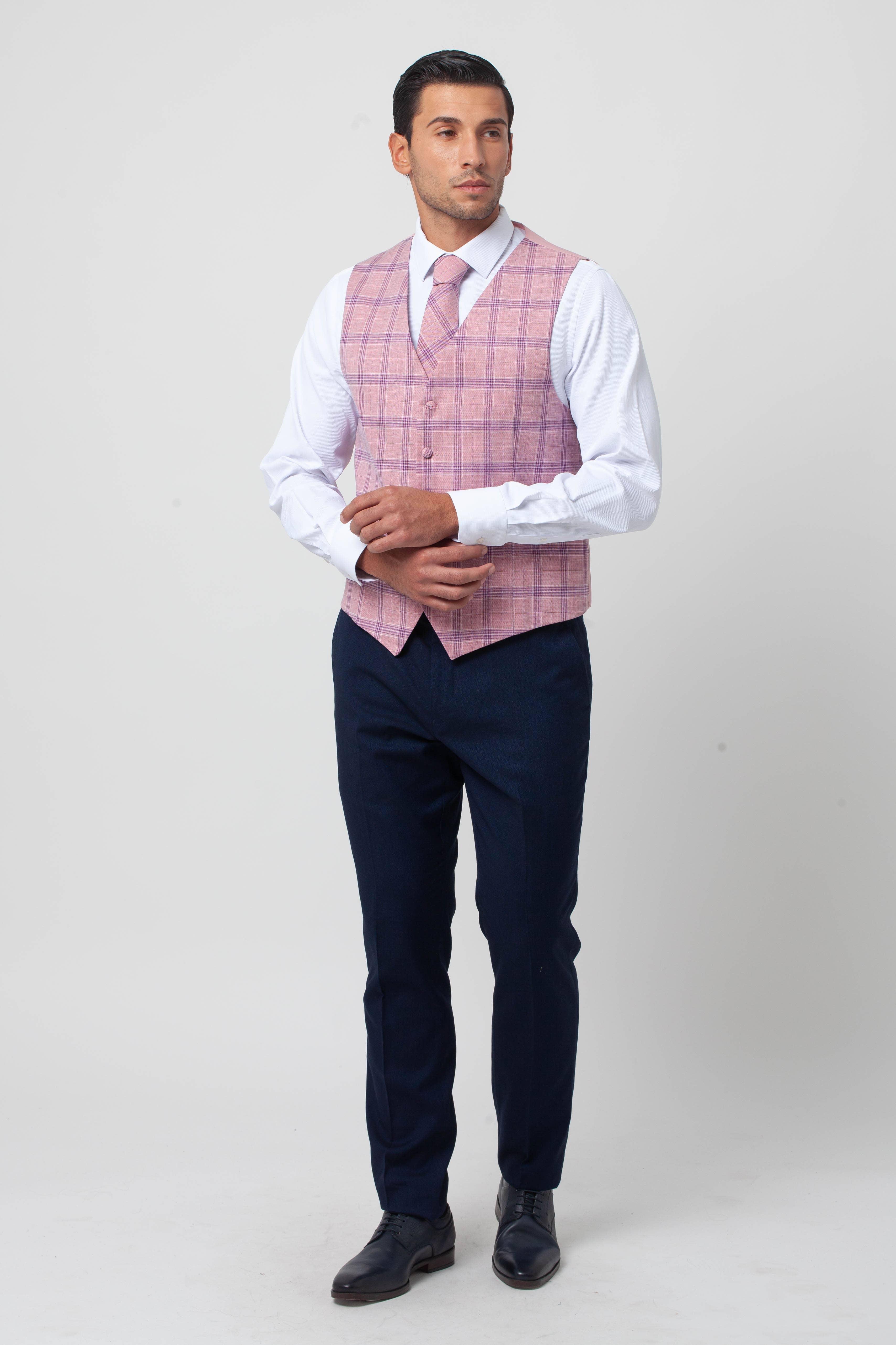 Rose Set Vest with Tie, Checkered Handkerchief w/ Picasso for wholesale on Faire3