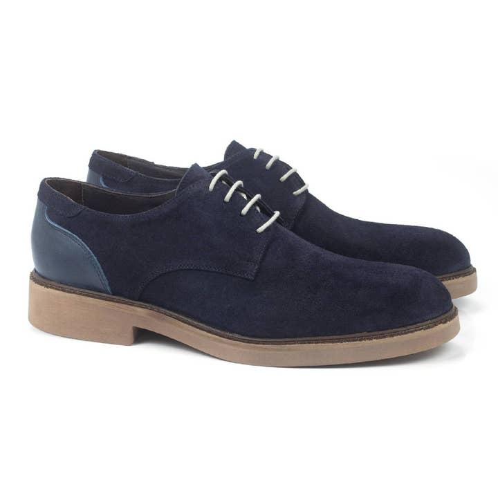 CR-22143-MARINO Derby aus blauem Veloursleder für den Großhandel von Caramelo Shoes