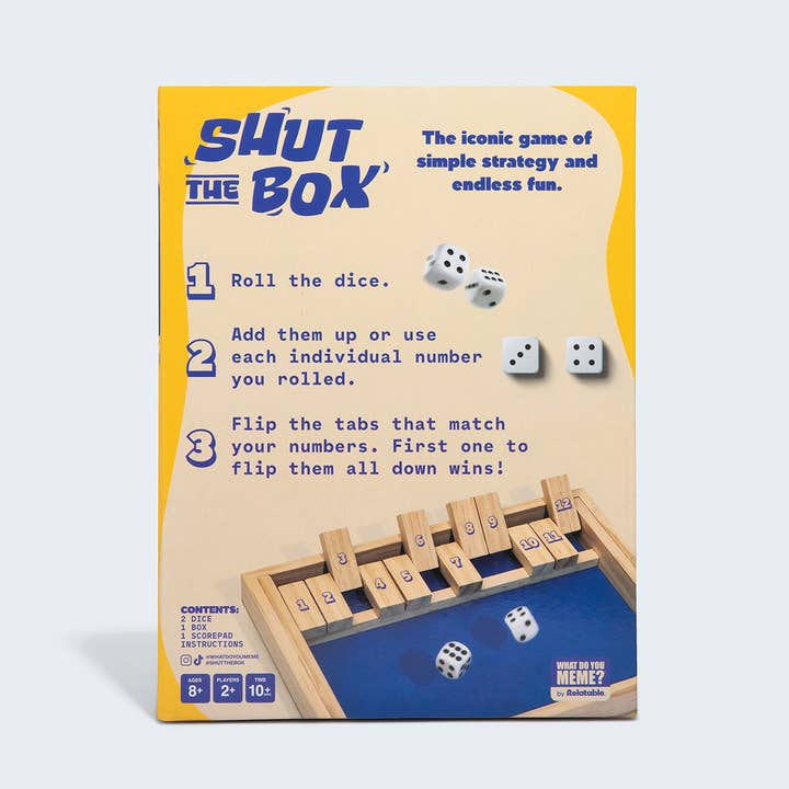 What Do You Meme - Wholesale Board Game - Shut The Box by Relatable, The Classic Choice for Tabletop Games