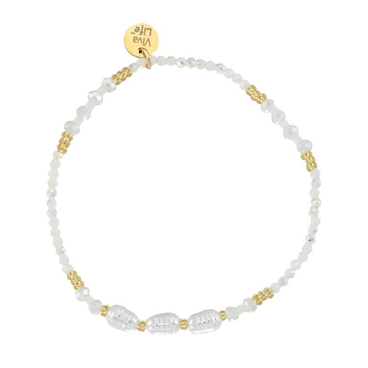 Triple Pearl/Metallic Farvet Seedbead & Krystal Stretch BH for engroshandel hos World End Imports Jewelry & Gifts