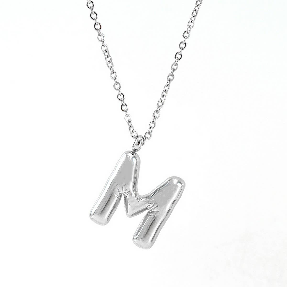 NINEXIS - Wholesale Pendant/Charm Necklace - CWAJE1946_Steel Color Bubble Letter Necklace12