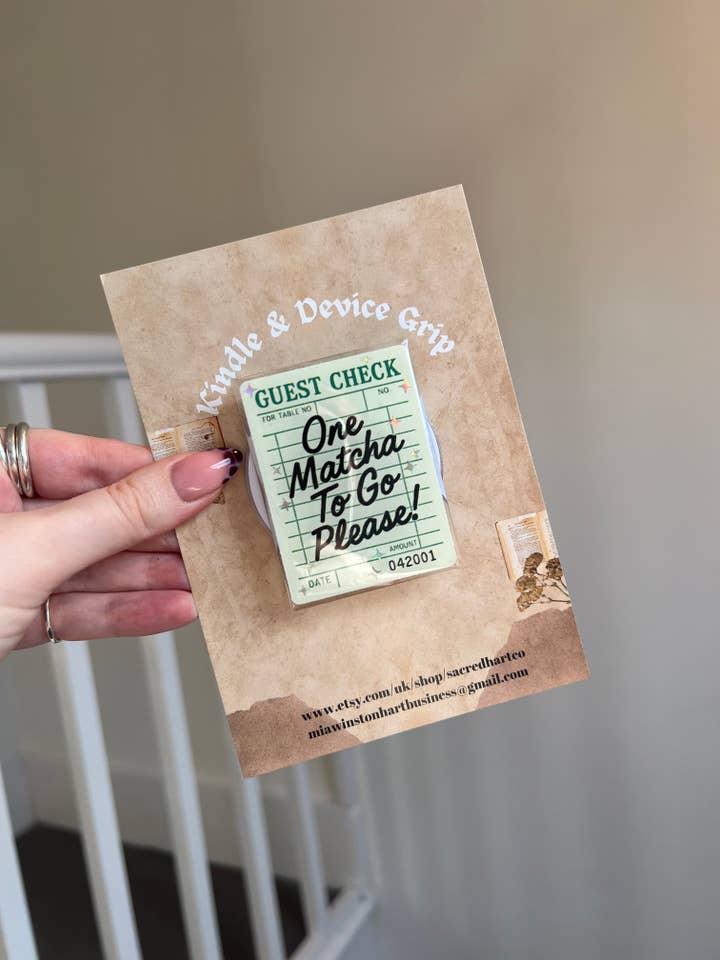 Matcha-Themed Kindle & Phone grips, matcha gift for wholesale by Sacred Hart Co