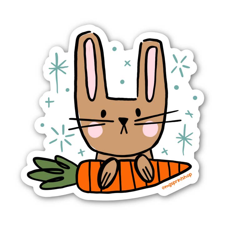 Bunny and Carrot Sticker for wholesale by Wickline's
