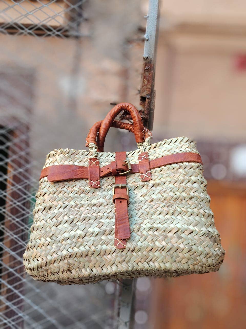 DarKech - Wholesale Beach Bag - Handmade French Baskets with Leather Straps Straw Basket Bag4