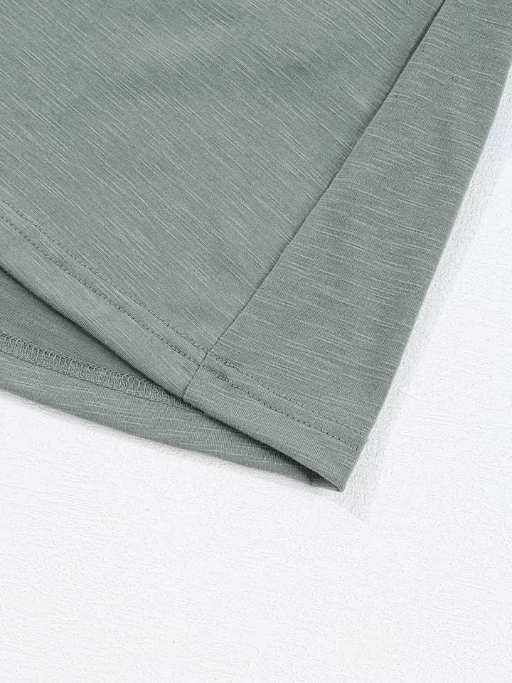 Mist Green Frilled Gathered Seam Round Neck T Shirt Dress for wholesale on Faire14