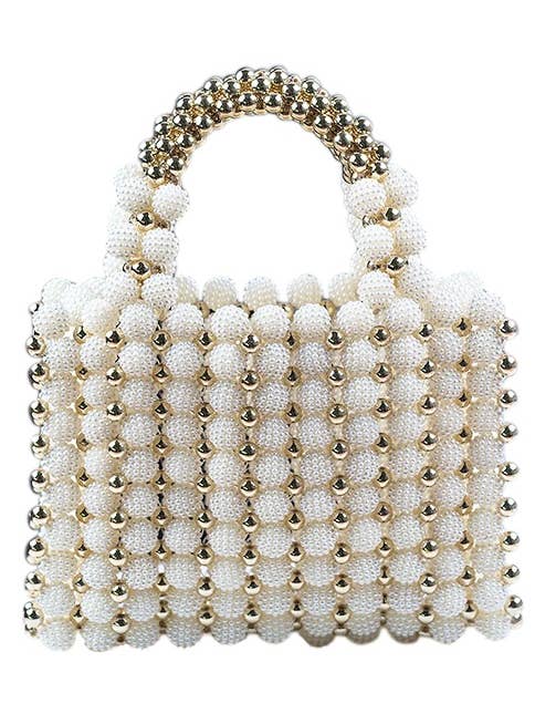 Belle Beaded Pearl Bag - Cream for wholesale by Gemelli