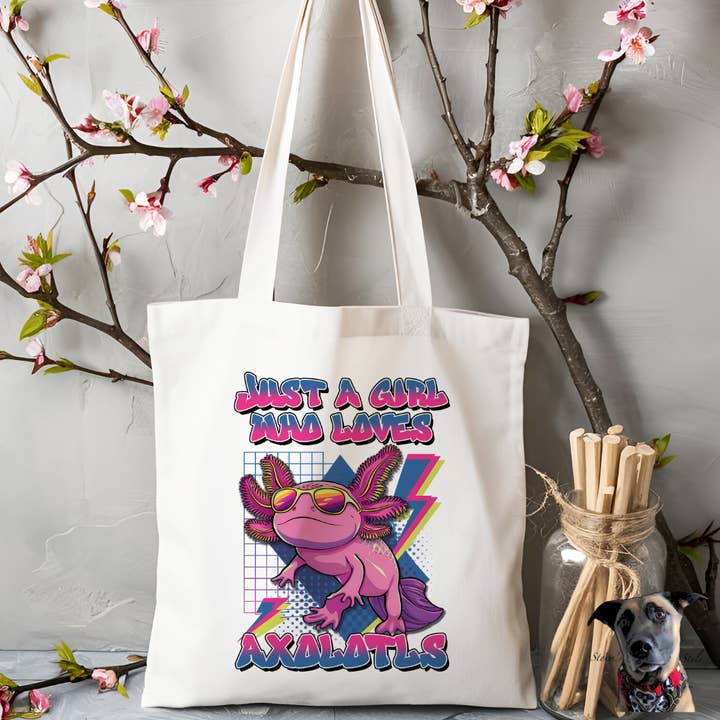 Just a Girl Who Loves Axolotls Tote Bag for wholesale by Storms Style
