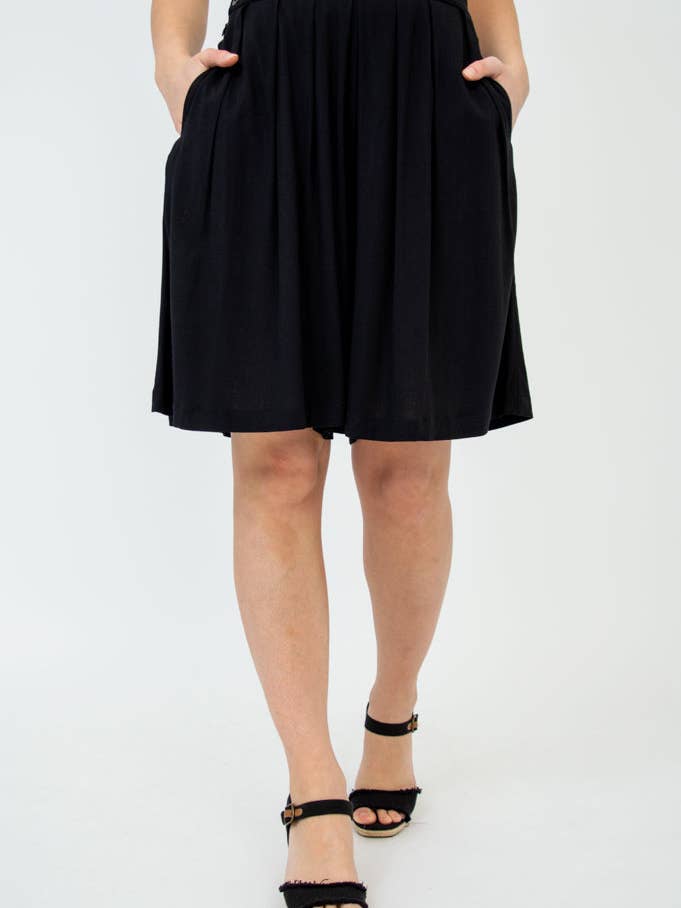 Betty Shorts, Black, Linen Bamboo for wholesale by Blue Sky Clothing Co LLC