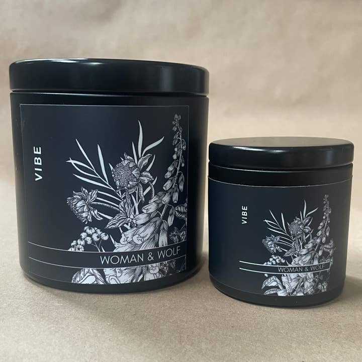VIBE Eco-friendly Soy/Coconut Jar Candle for wholesale by Woman + Wolf